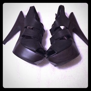 Black and Brown Strappy High Heels