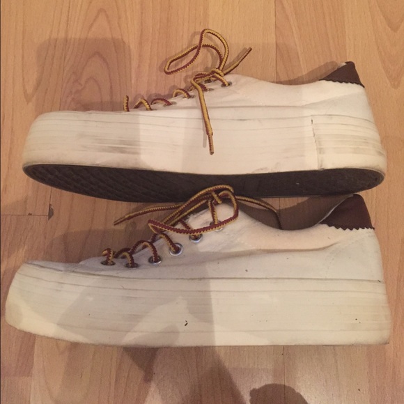 BDG White Canvas Platform Sneakers