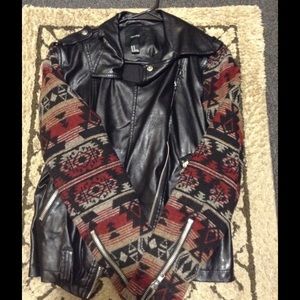 Forever 21 faux leather jacket with tribal print