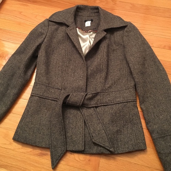J crew herringbone blazer with front tie, 0