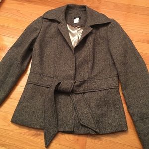 J crew herringbone blazer with front tie, 0