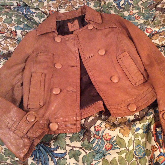 leather blazer caramel brown colored