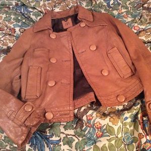 leather blazer caramel brown colored