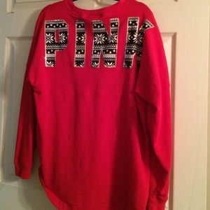 PINK varsity crew sweater
