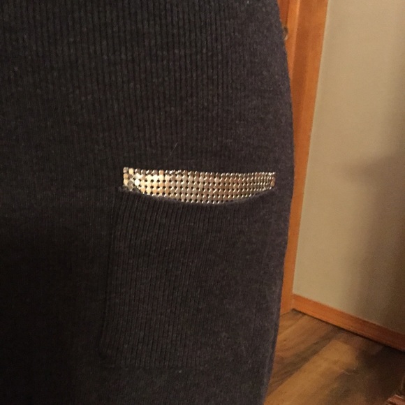 Short Sleeve Cowl-Neck Studded Tunic Sweater - Picture 3 of 4