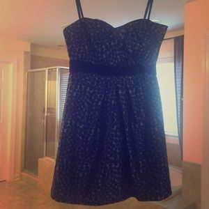 BCBGMAXAZRIA Blue and Silver polka dot dress