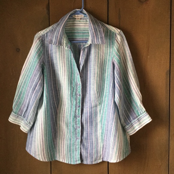 Pretty Muted Stripe Linen Blouse
