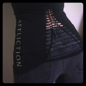 Black Affliction Scoop neck tee!