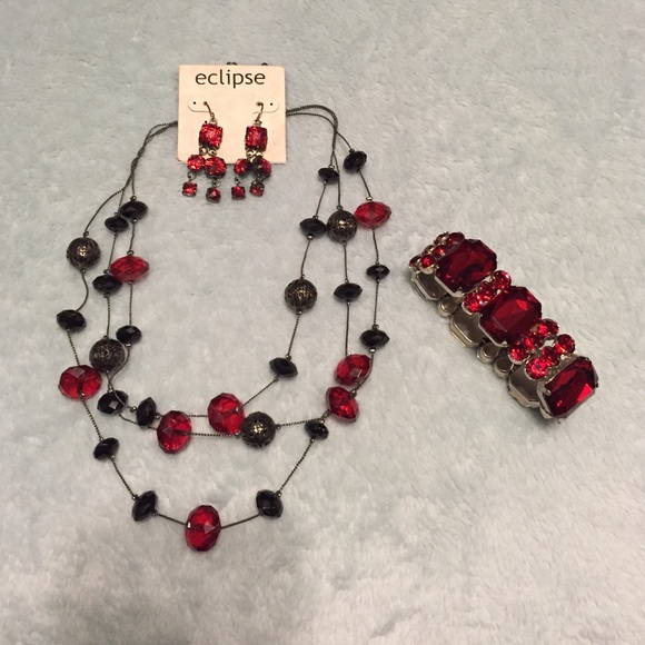 Red and black jewelry set