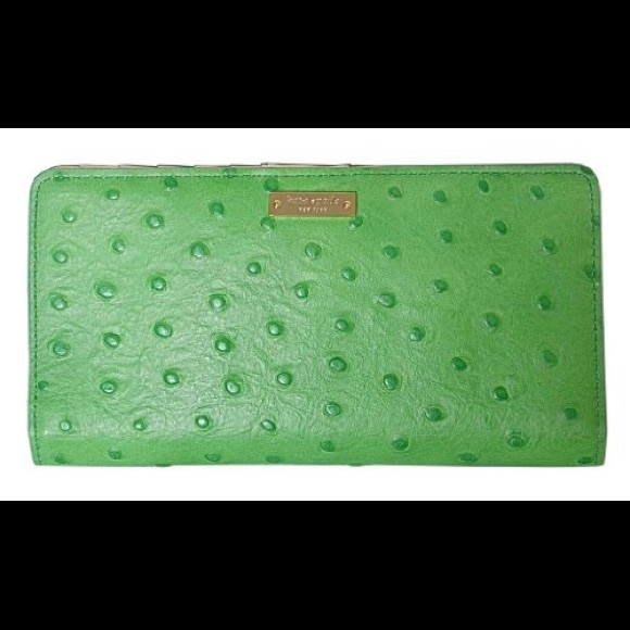 Kate Spade | green ostrich leather Stacy wallet
