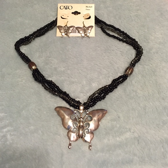 Butterfly black and silver set