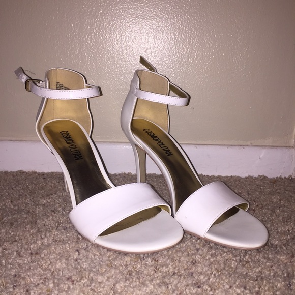 White Ankle Strap Heels 8 1/2