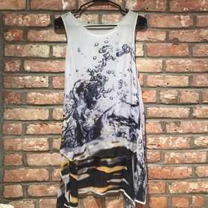 Water Print Tank with Handkerchief Hem