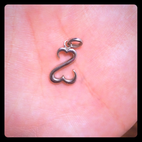 Silver open hearts charm