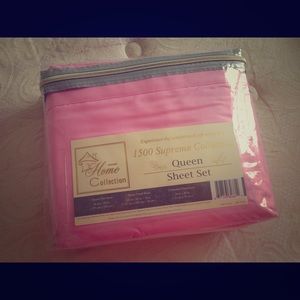 Bubble gum pink queen sheet set