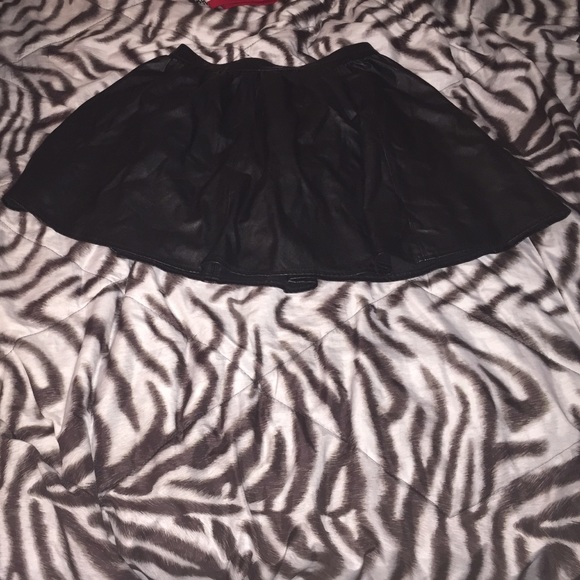 Black leather skater skirt
