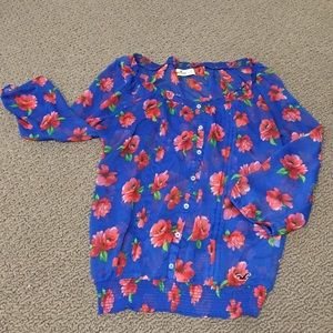 Hollister Floral Blouse/Peasant Top L