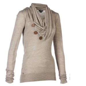 Buttoned cowl neck sweatshirt
