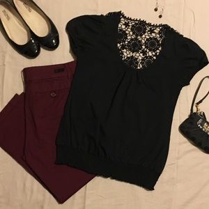 🎉HP🎉 LEI Black Knit-Back Short Sleeve Shirt