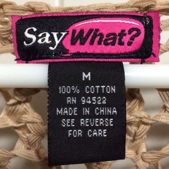 SOLD Say What? Tan Open-Knit V-Neck Dolman Top - Picture 3 of 3