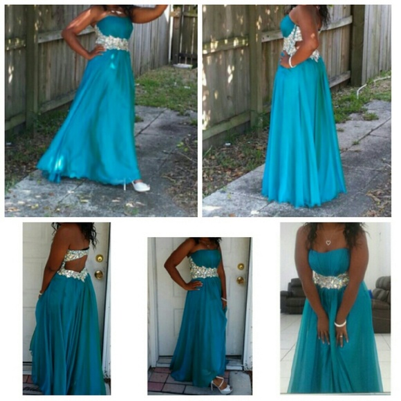 Teal Lafemme Prom Dress