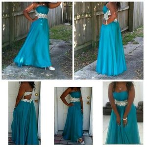 Teal Lafemme Prom Dress