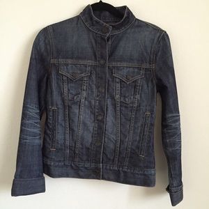 Gap Dark Denim Jacket with Mandarin Collar
