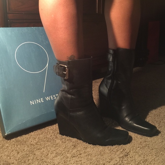 Nine West Leather Wedge Ankle Boot