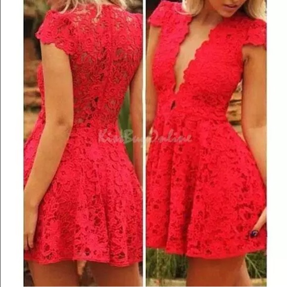 Red lace dress