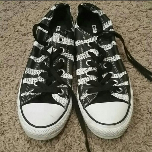 Black and white converse shoes