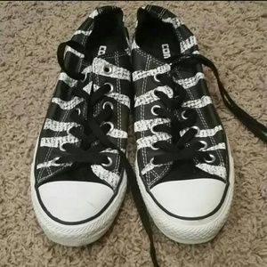 Black and white converse shoes