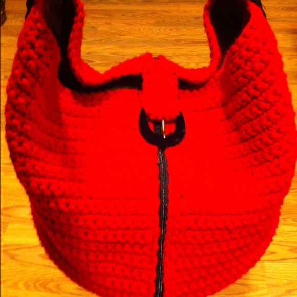 Handmade crochet women's one of a kind red bag - Picture 1 of 2