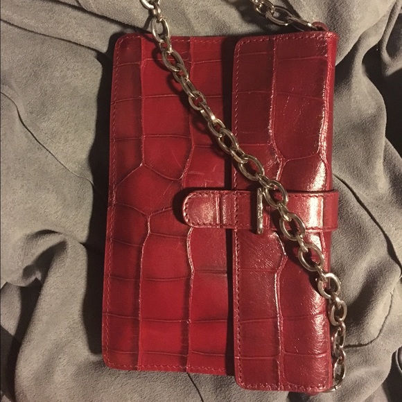 💄SOLD💄FURLA red croc convertible clutch - Picture 3 of 4