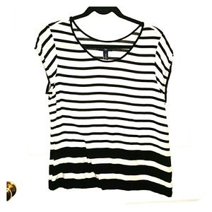 Black and White Striped GAP Blouse