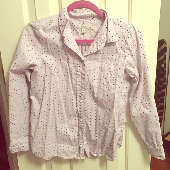 Navy Polka Dot Button Down