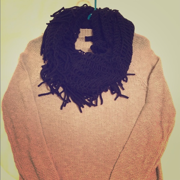 Crochet Fringe Infinity Scarf