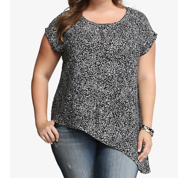 Torrid Abstract Print Asymmetrical Blouse
