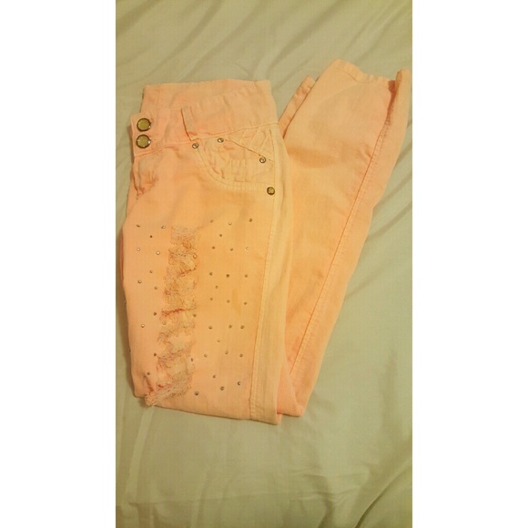 Orange High Waisted Ripped Jeans