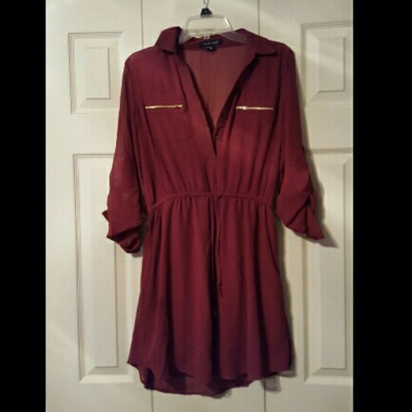 Maroon chiffon dress