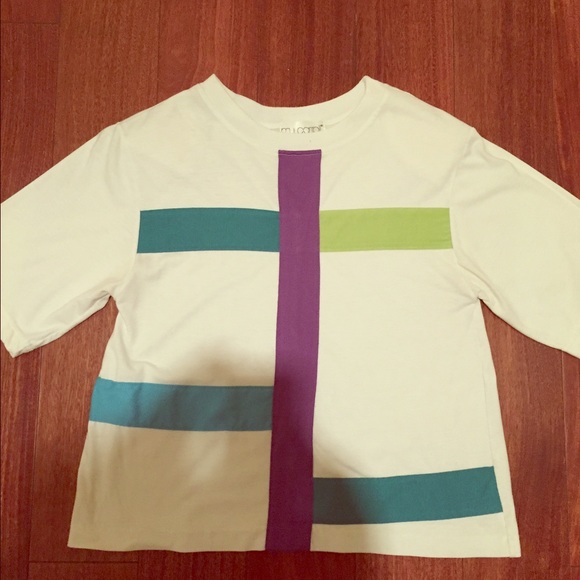 80s color block shirt with shoulder pads- size M