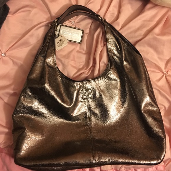 NWT SILVER COACH HANDBAG