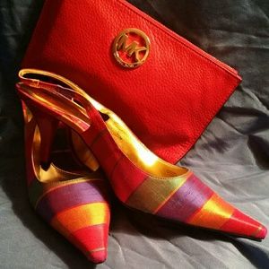 J. Renee' Red Multi-striped Slingback Pump *NWOT*