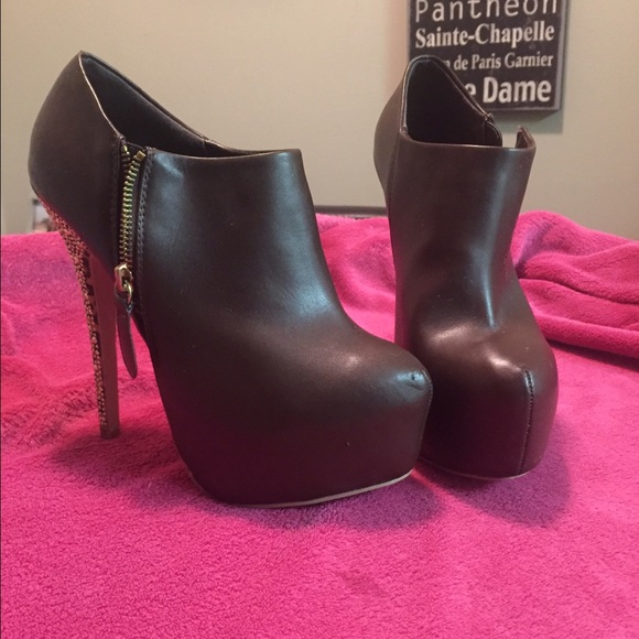 Brown platform booties