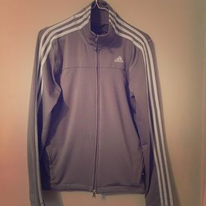 Adidas gray & baby blue logo stripes track jacket