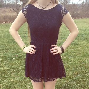 Lace blue casual dress