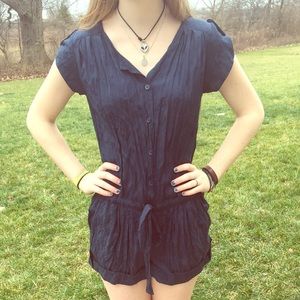 Navy blue patterned romper