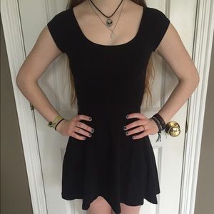 Black cutout skater dress