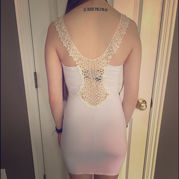 Lace-back White party dress