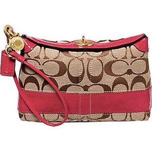 Coach Signature Stripe TurnLock Wristlet