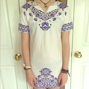 Blue and white T-shirt dress